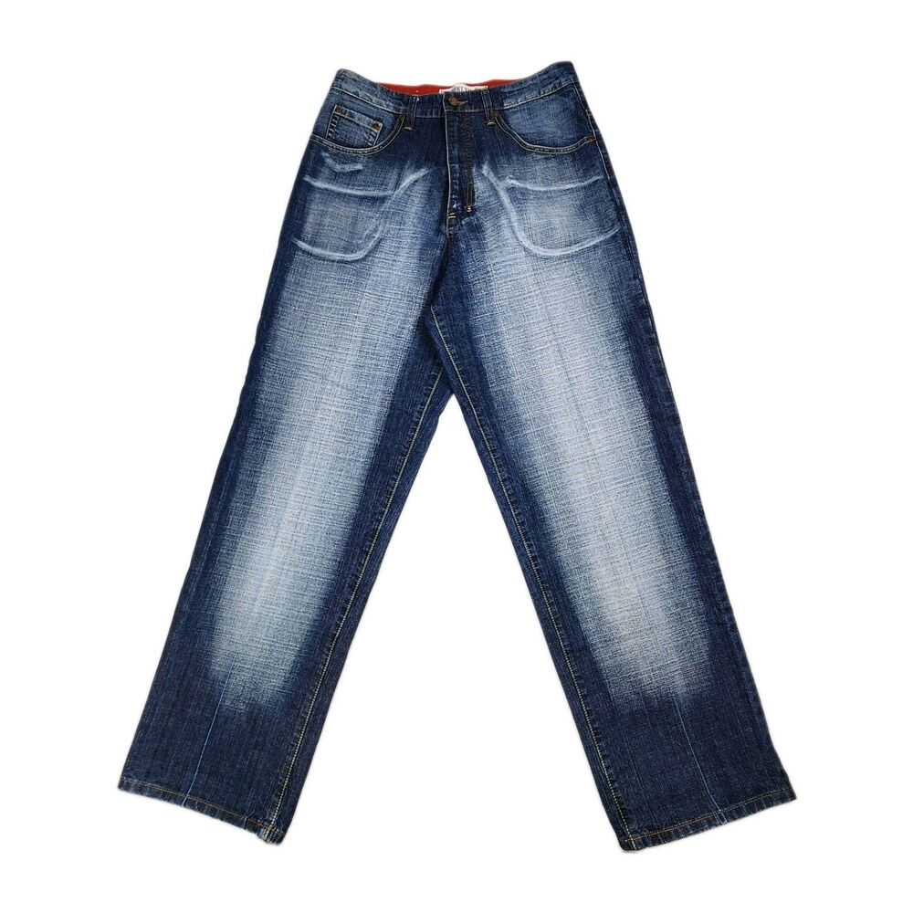 Brooklyn Jeans Wide-Leg Baggy Jeans Men 32x32 Y2K Skater Vintage Faded Distress